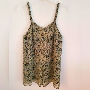 Mac & Jac Abstract Sleeveless Braided Vneck Top Green & Black Women's Size XS
